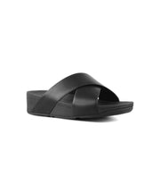 FitFlop Lulu Leather Black Cross Slides