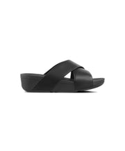 FitFlop Lulu Leather Black Cross Slides