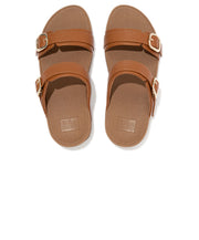 FitFlop Lulu Adjustable Leather Slides Brown