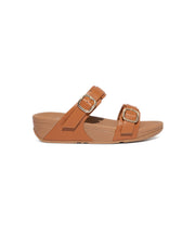 FitFlop Lulu Adjustable Leather Slides Brown