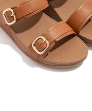 FitFlop Lulu Adjustable Leather Slides Brown