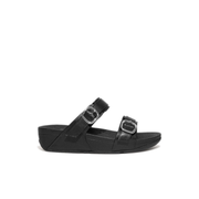 FitFlop Lulu Adjustable Leather Slides Black
