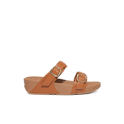 FitFlop Lulu Adjustable Leather Slides Brown