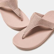 FitFlop Lulu Crystal Embellished Toe Post Sandals Rose Gold