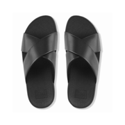 FitFlop Lulu Leather Black Cross Slides