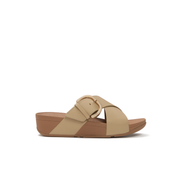 beige leather womens slides