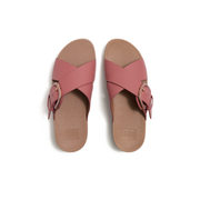 pink leather slides womens