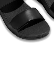 FitFlop Lulu Leather Velcro Adjustable Slides Black