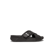 FitFlop Surfer Buckle Nubuck Mens Cross Slides Black