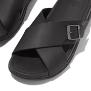 FitFlop Surfer Buckle Nubuck Mens Cross Slides Black