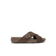 FitFlop Surfer Buckle Nubuck Mens Cross Slides Chocolate Brown