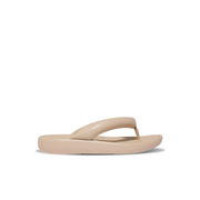 FitFlop iQushion D-Luxe Padded Leather Flip Flops Stone Beige