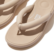 FitFlop iQushion D-Luxe Padded Leather Flip Flops Stone Beige