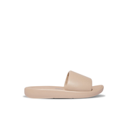 FitFlop iQushion D-Luxe Padded Leather Slides Stone Beige