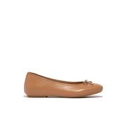 Fitflop Delicato Bow Soft Leather Ballet Flats Desert Tan