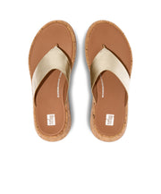 FitFlop F-mode Leather/Cork Flatform Platino Toe Post
