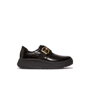 Fitflop F-Mode Box-Leather Flatform Monk Strap Shoes Black