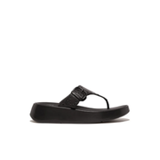 Fitflop F-Mode Buckle Stud Leather Flatform Toe Post Black