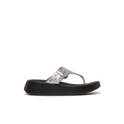 Fitflop F-Mode Buckle Stud M/Leather Flatform Toe Post Silver