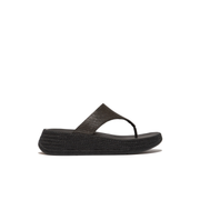 Fitflop F-Mode Espadrille Glitz-Canvas Flatform Toe-Thongs Black