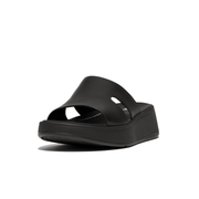 Fitflop F-Mode Raw Edge Flatform H-Bar Slides Black