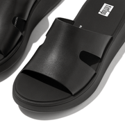 Fitflop F-Mode Raw Edge Flatform H-Bar Slides Black