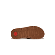 Fitflop F-Mode Raw Edge Flatform H-Bar Slides Light Tan