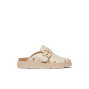 Fitflop Gen-FF Buckle Flat-Stud Leather Mule Beige