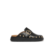 Fitflop Gen-FF Buckle Flat-Stud Leather Mule Black