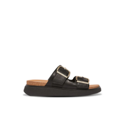 Fitflop Gen FF Buckle Two Bar Leather Slides Black