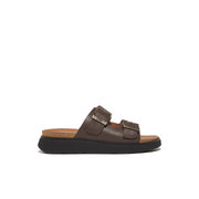 Fitflop Gen FF Buckle Two Bar Leather Slides Mens Chocolate Brown