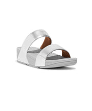 FitFlop Lulu Leather Slides Silver