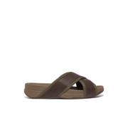 Fitflop Surfers Men's Webbing Leather Cross Slides Olive