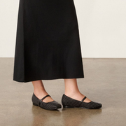womens black stud dress flats
