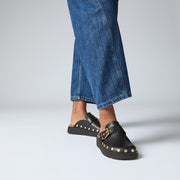 Fitflop Gen-FF Buckle Flat-Stud Leather Mule Black