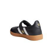 Womens Black White Leather Mary Jane  Velcro Fastening Sneaker
