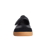 Womens Black White Leather Mary Jane  Velcro Fastening Sneaker