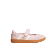 Womens Pink White Leather Mary Jane  Velcro Fastening Sneaker