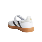 Womens White Black Leather Mary Jane  Velcro Fastening Sneaker