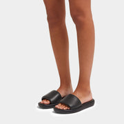 FitFlop iQushion D-Luxe Padded Leather Slides Black