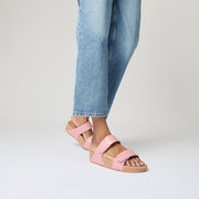 FitFlop Lulu Leather Velcro Adjustable Slides Blush