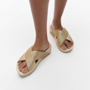 Fitflop Lulu Glitterdust Cross Slides Platino