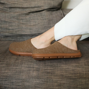 womens felt mules brown