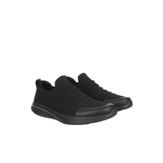 Comfortable supportive black womens slip on walking shoes