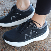 Supportive comfortable black womens walking sneakers