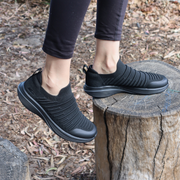 Comfortable supportive black womens slip on shoes
