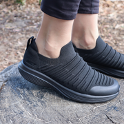 Comfortable supportive black womens slip on shoes