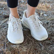 womens supportive walking sneakers light taupe