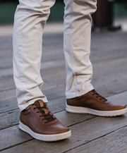 Mens brown leather sneakers comfortable stylish