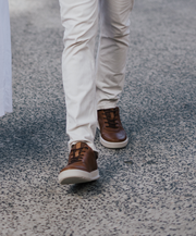 Mens brown leather sneakers comfortable stylish